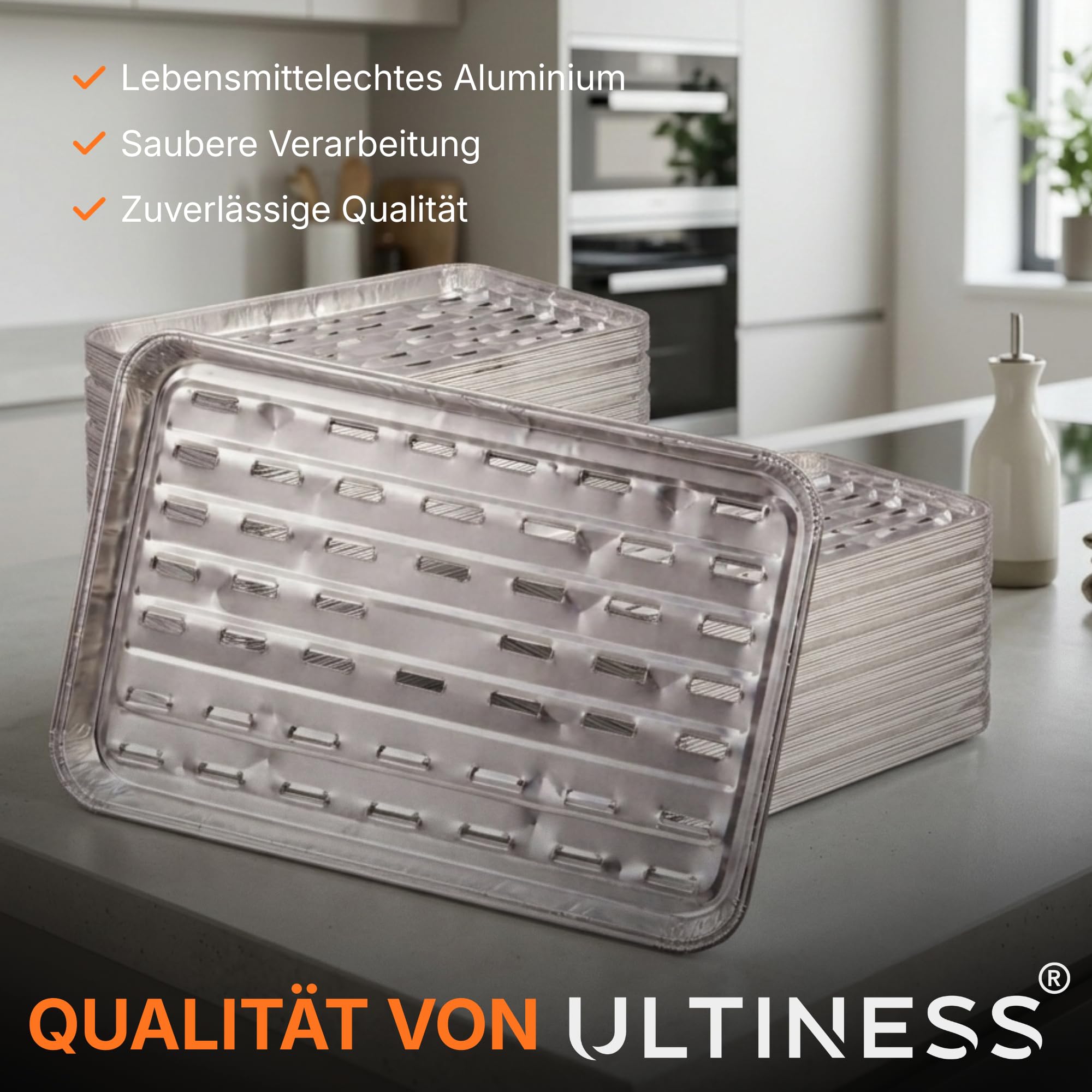 Einweg-Grillschalen aus Aluminium 34 x 22,5 x 3 cm mit, 50 Stück | Lüftungsschlitzen, Hitzebeständige Alu Grillschalen groß, BBQ Grillpfanne für Grill & Backofen, Aluschalen, Grilltassen, Tray