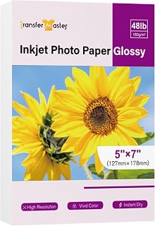 Glossy Inkjet Photo Paper 5X7 Inches 48lb Professional Glossy Photographic Paper for Invitation Cards for Inkjet Printer Use DYE INK 180GSM 100 Sheets