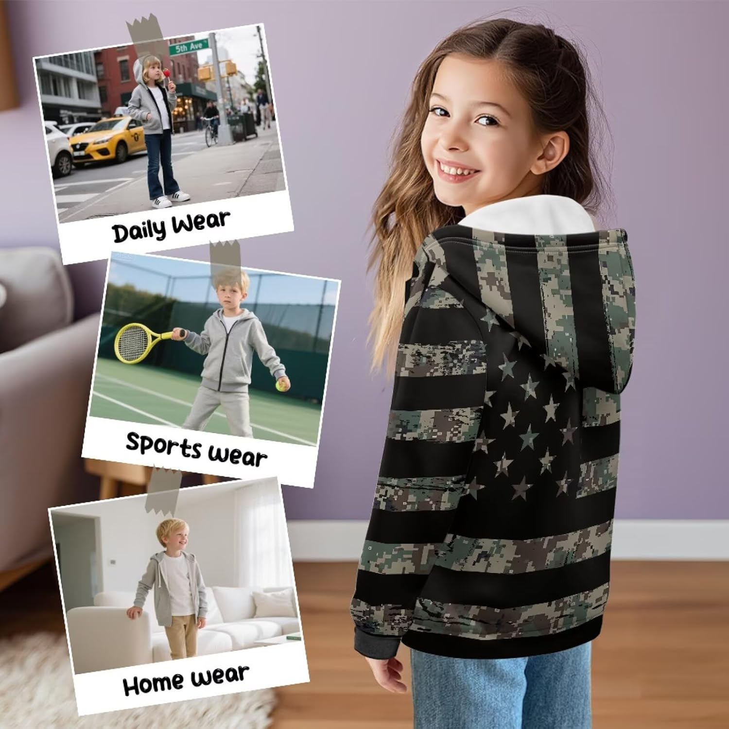 Dolyues Boys' Sweatshirt Hooded Zipper Hoodie Long Sleeve Cardigan Pockets Sweatshirts Fleece Jacket Size 6-12 Years