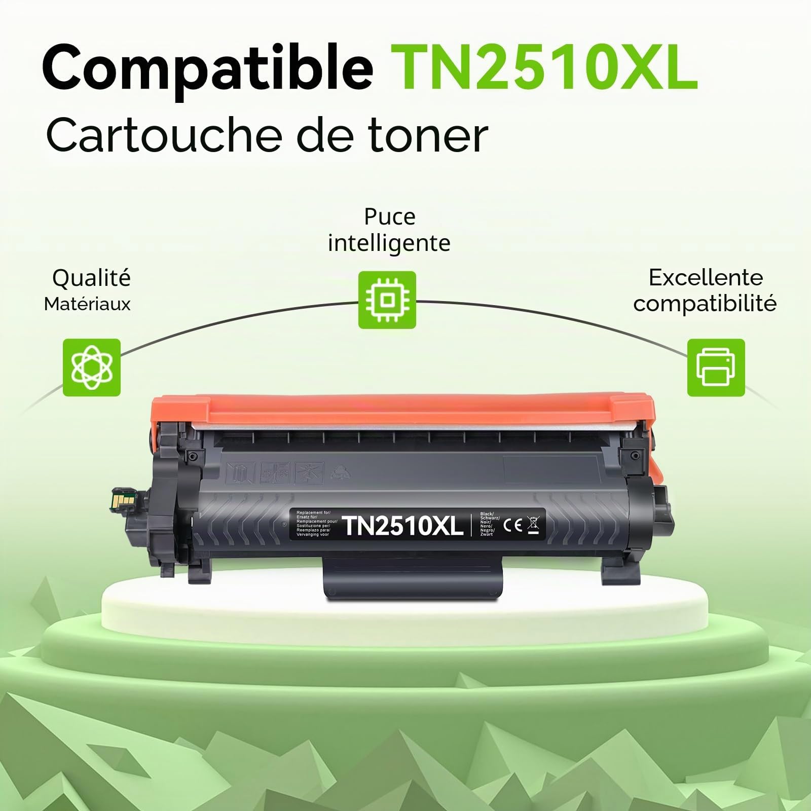 swiss toner TN2510XL Toner Compatible avec Brother TN2510XL TN2510 pour Brother HL-L2400DWE Toner DCP-L2620DW Toner DCP-L2627DWE Toner MFC-L2835DW, 2 Noir
