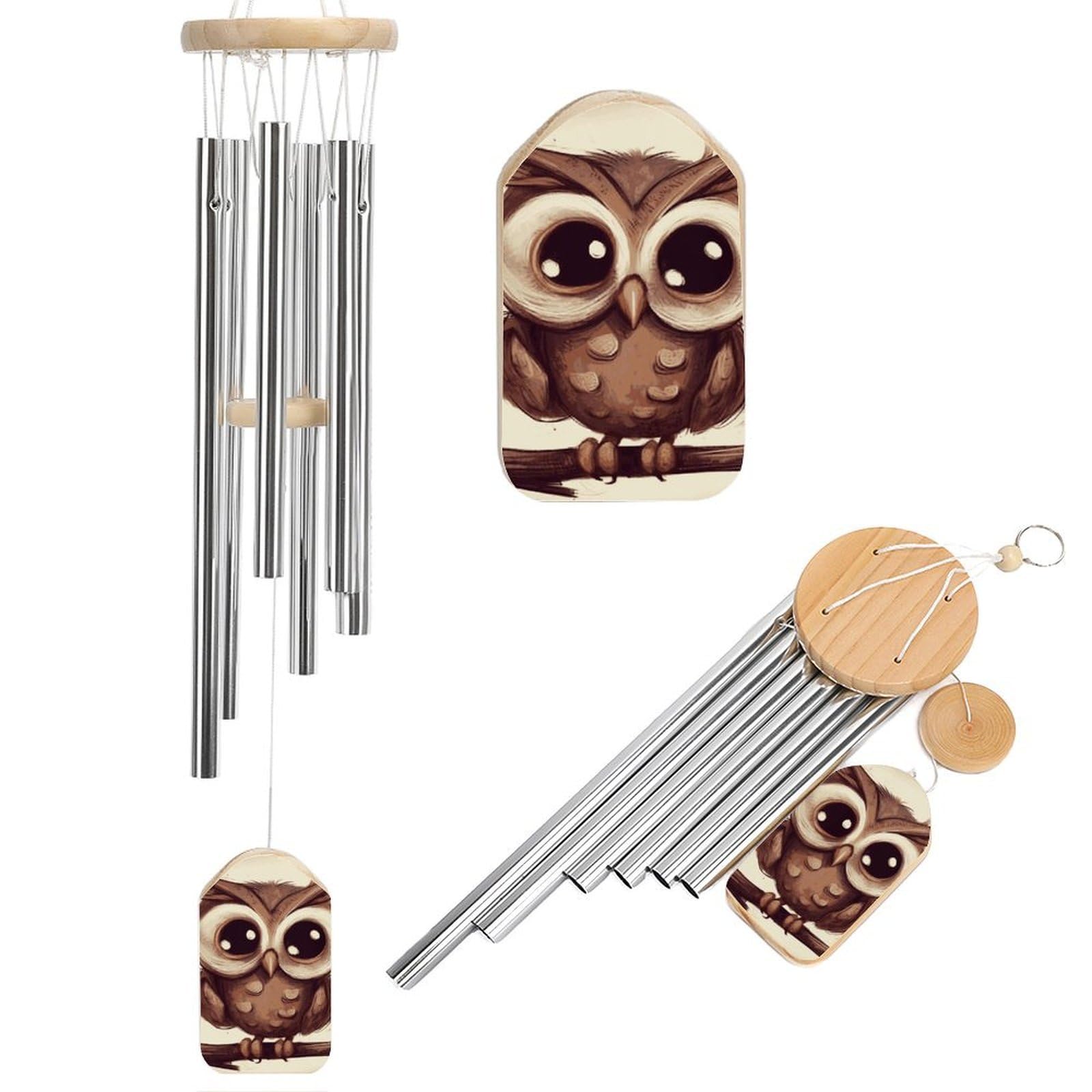 Cute Owl Wind Chimes for Outside House Warming Gifts, Deep Tone Soothing Melodic Tones Windchimes, Memorial Wind Chime for Home Garden Decoration Aluminium Large Wind Chimes