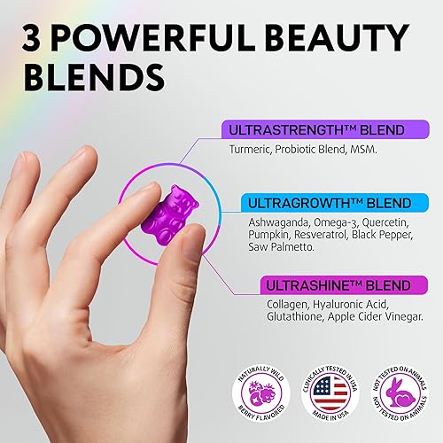Miniatura 5 de Gomitas de biotina para cabello, piel y uñas, vitaminas para el crecimiento del cabello para mujeres y hombres, suplemento de gomitas para pérdida