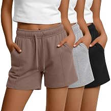 3 Pack Women's Sweat Shorts Drawstring Elastic Waist Casual Shorts Athletic Comfy Lounge Pants with Pockets