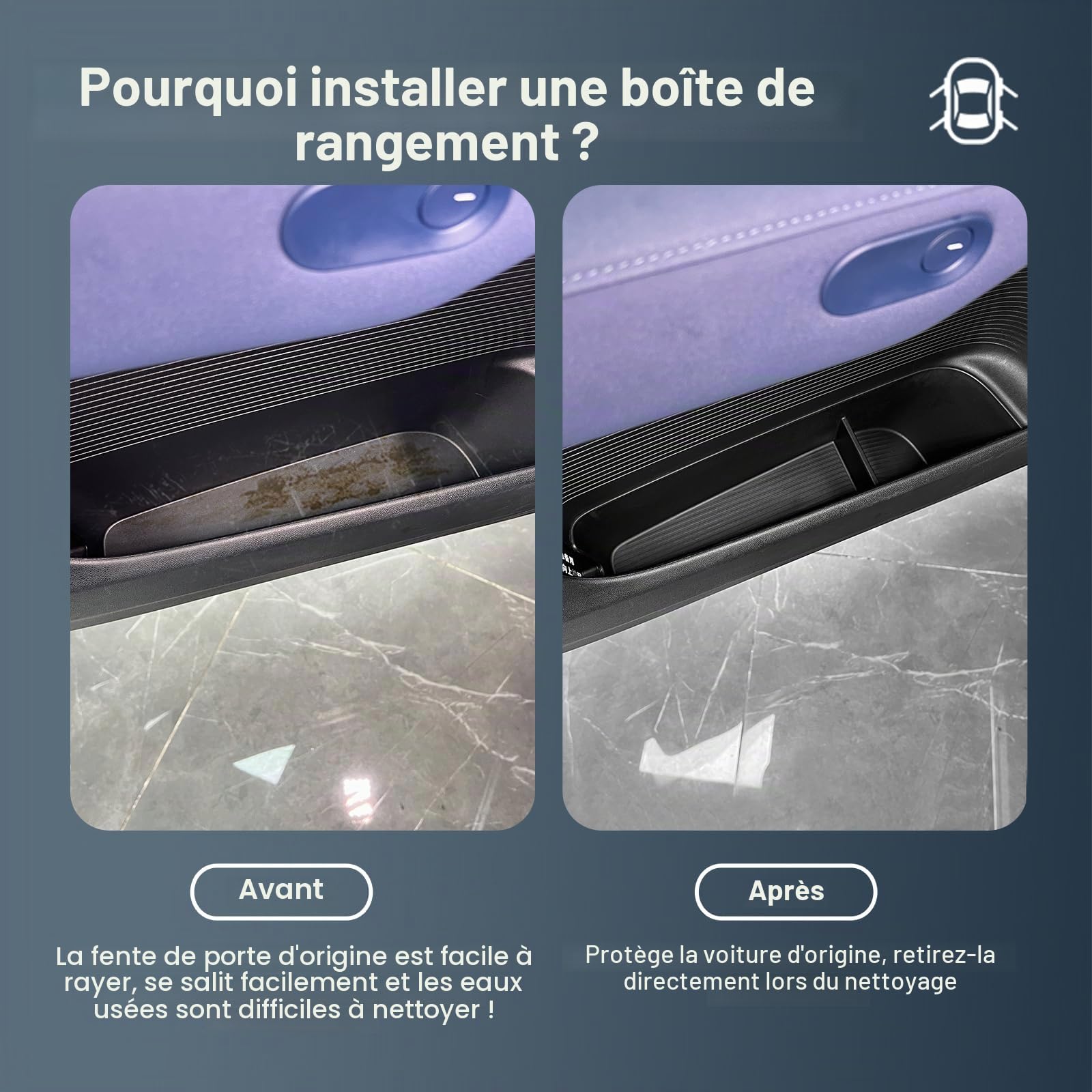 smabee 4 pièces Boîte de rangement latérale Doo pour Xpeng G6 2023 2024 2025 Organisateur de rangement pour porte latérale avant et arrière imperméable pour accessoires Xpeng G6 TPE Noir