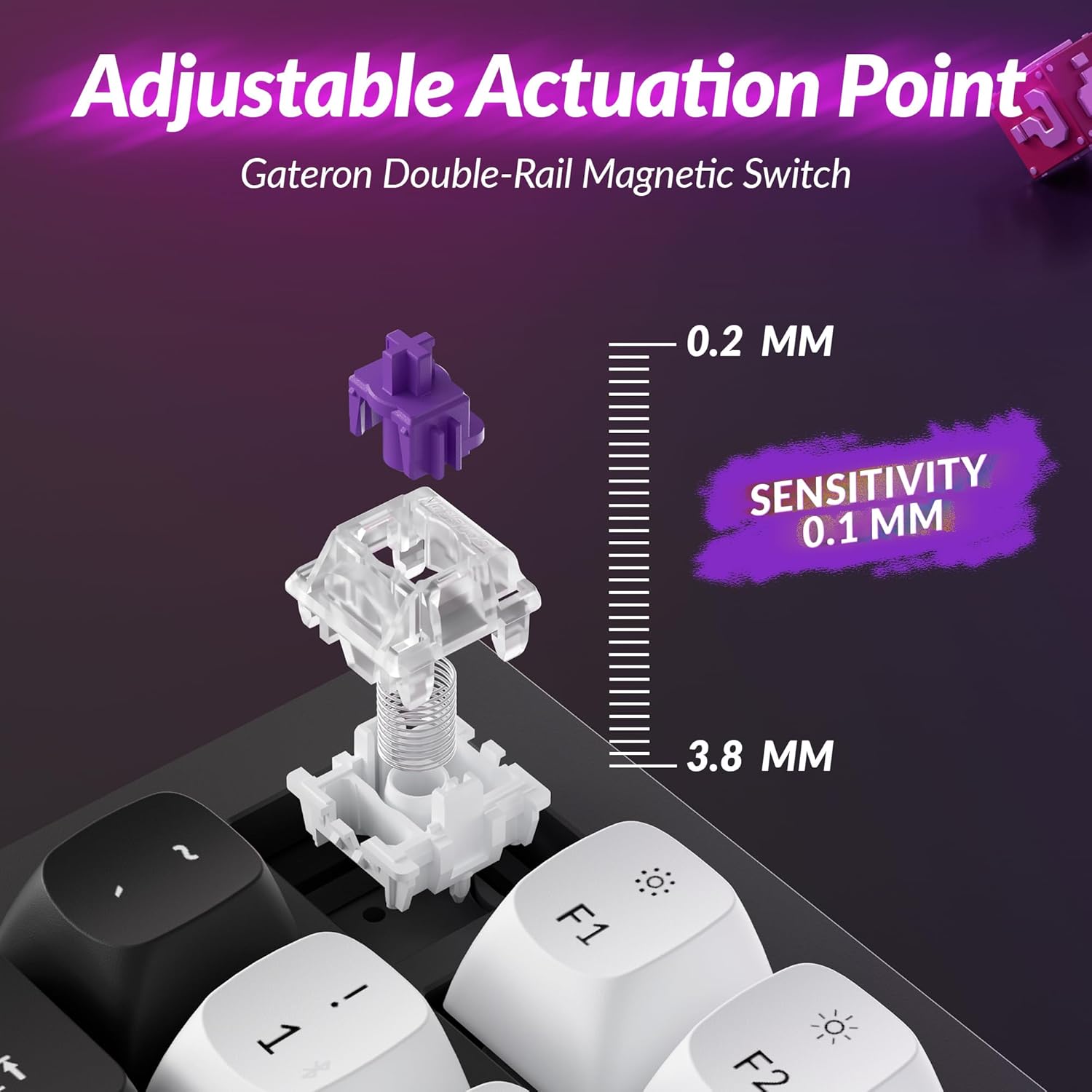 Keychron Q3 HE Wireless Custom Mechanical Keyboard, 2.4 GHz/Bluetooth/Wired QMK Rapid Trigger 80% TKL Hot-Swappable Programmable RGB Gateron Double-Rail Magnetic Switches for Mac Windows, Carbon Black - Image 3