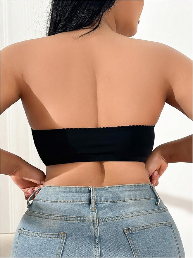OYOANGLE Women's Plus Size Front Closure Strapless Bra Comfort Unpadded Wireless Bandeau Bras