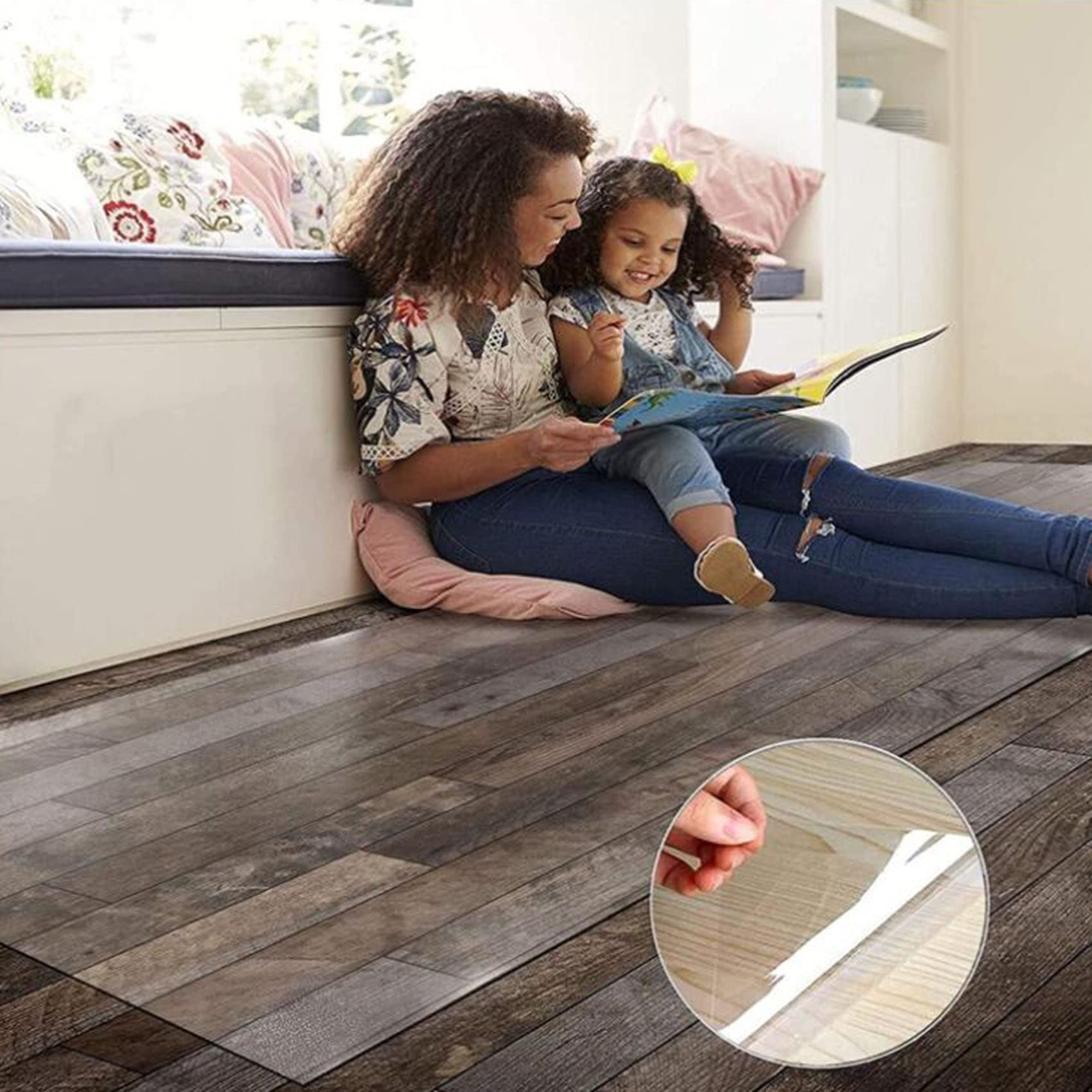 Alfombrilla Transparente,Alfombrilla Protectora para Suelo,Estera para Silla de Oficina Hogar para Muebles Protector de Suelo de Madera,Mate,Antideslizante, impermeable, 1,5mm, 125/135/145/155