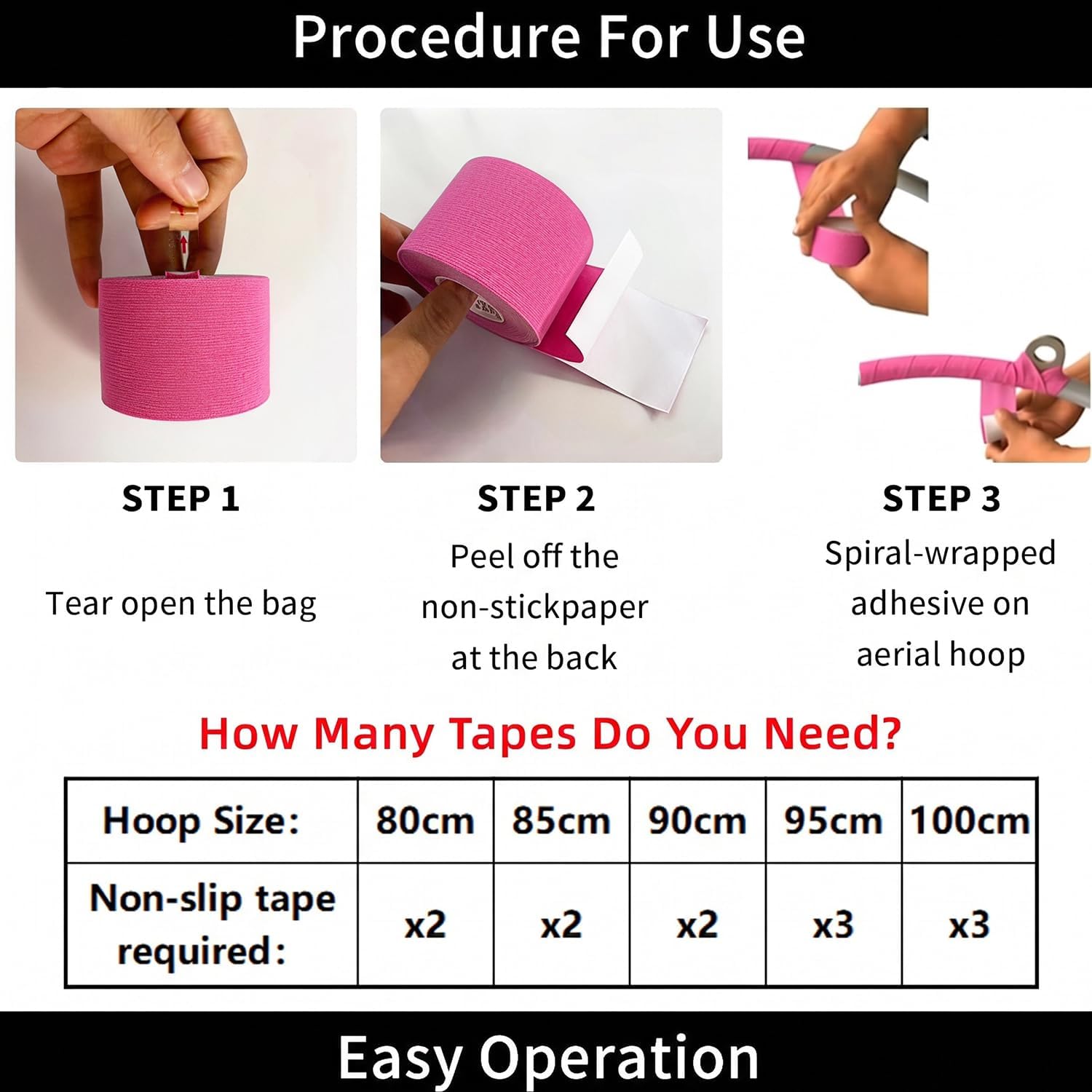 PRIOR FITNESS Aerial Hoop Tape, 5m/16.4ft x 5cm Elastic Lyra Hoop Wrap image 3
