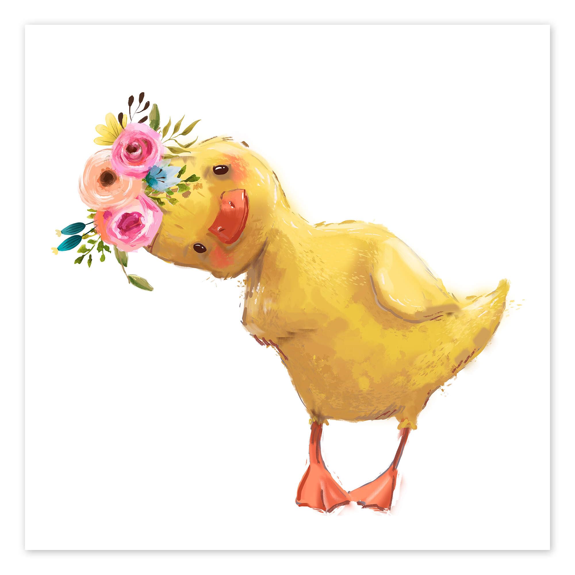 Spring duckling Plakat | 100 x 100 cm Eve Farb Obrazy Dekoracja ścienna