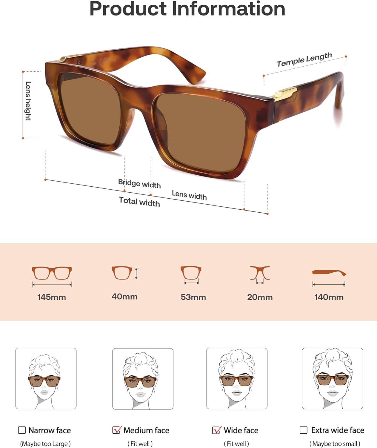 SOJOS Trendy Polarized Square Sunglasses for Women Men,UV400 Retro Square 70s 80s 90s Shades SJ2622 - Image 5