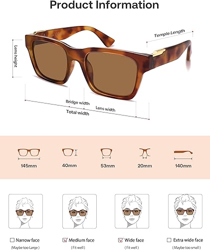 Miniatura 5 de SOJOS Lentes de sol cuadrados polarizados de moda para mujeres y hombres, UV400 retro cuadrados 70s 80s 90s sombras SJ2622