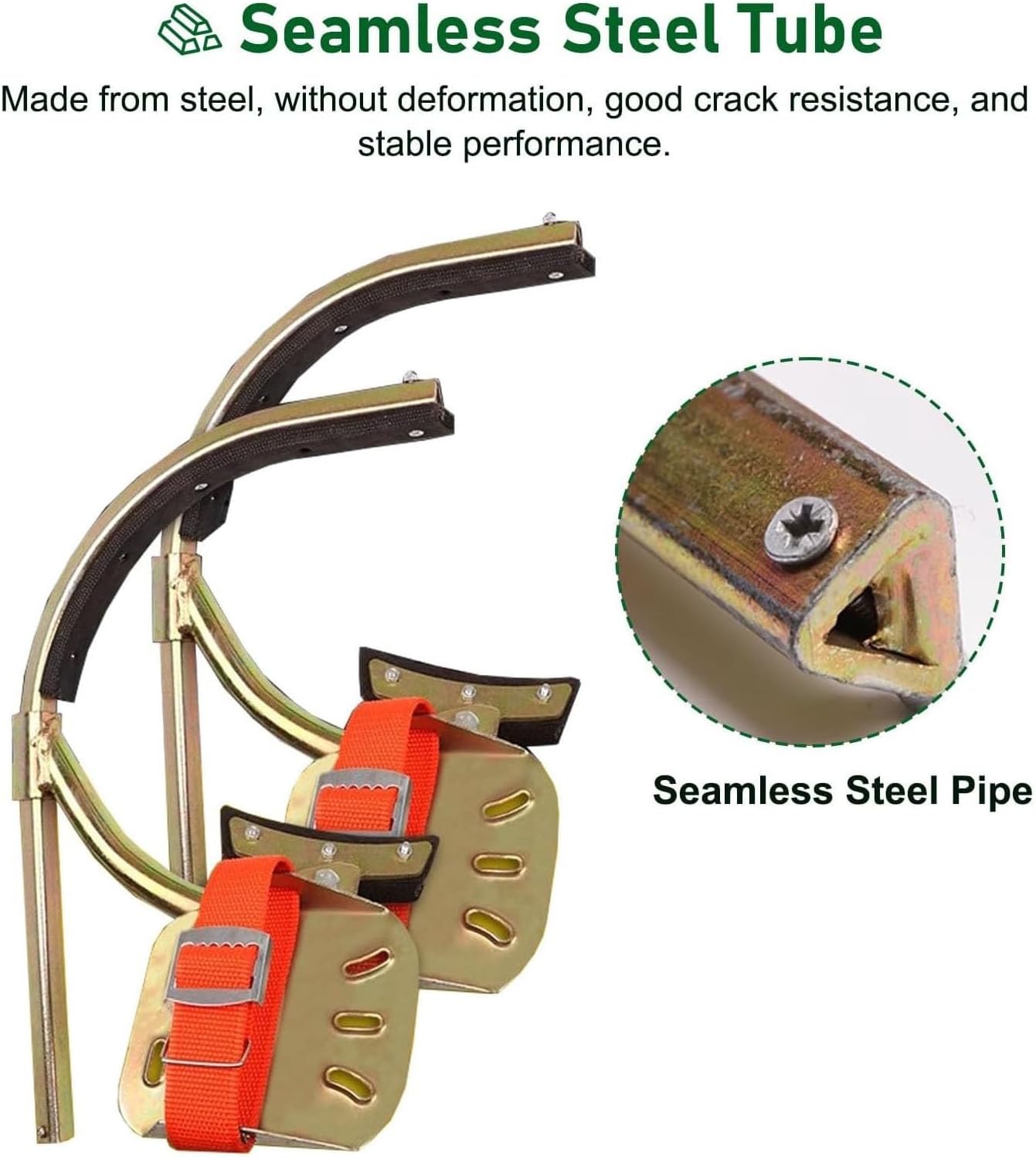 Climbing Shoe Spurs Steel, Electrician Pole Climbing Spikes with Full Body Harness, Adjustable Climb Gear for Smooth Pole