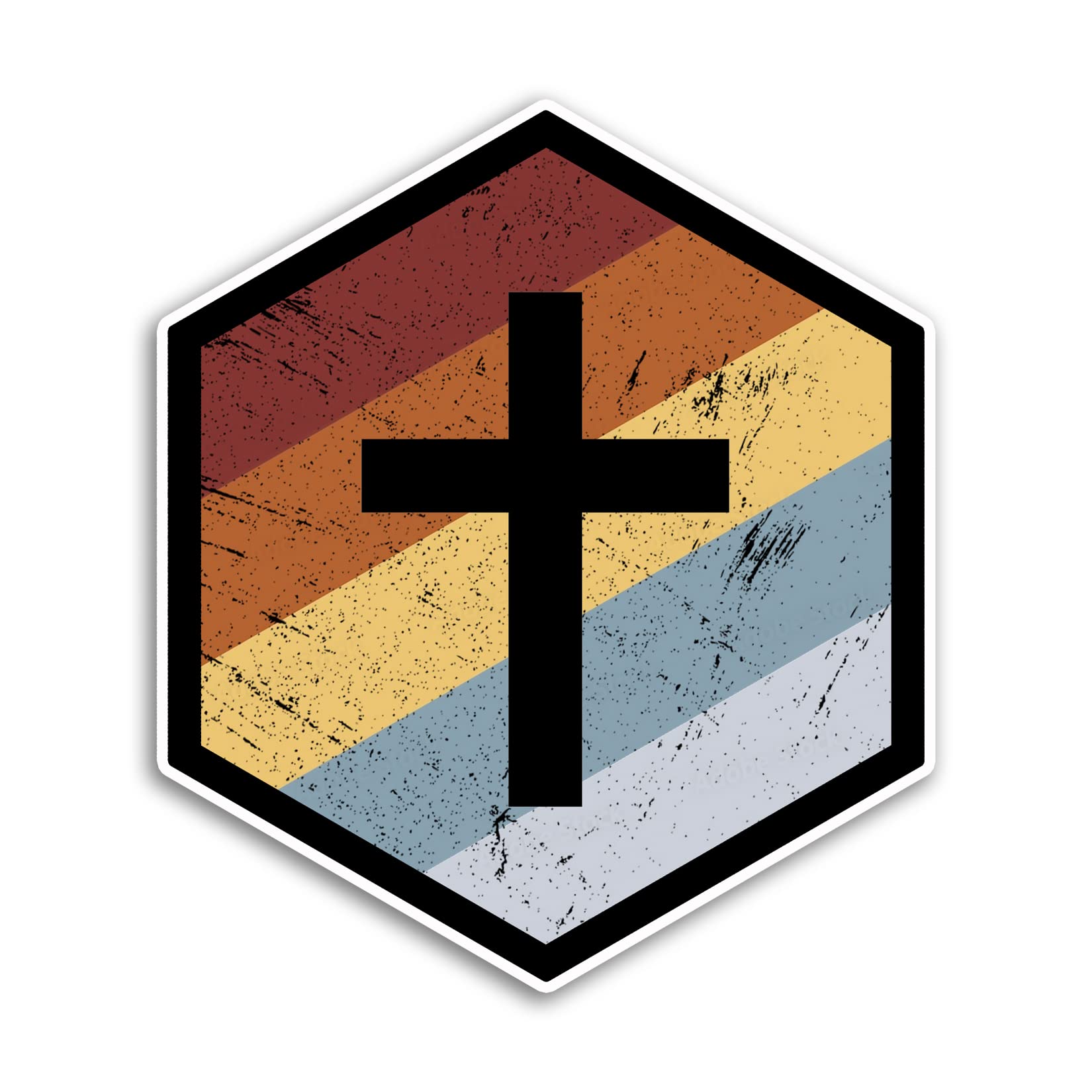 Calcomanía retro de cruz en color para ordenador portátil y vehículos