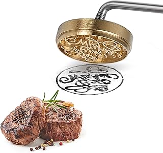 Rose Flower BBQ Meat Branding Iron with Unique Pattern Engraving,Branding Iron Stamp Not Easy to Rust Great for Steak, Wood & Leather(Best Wishes)