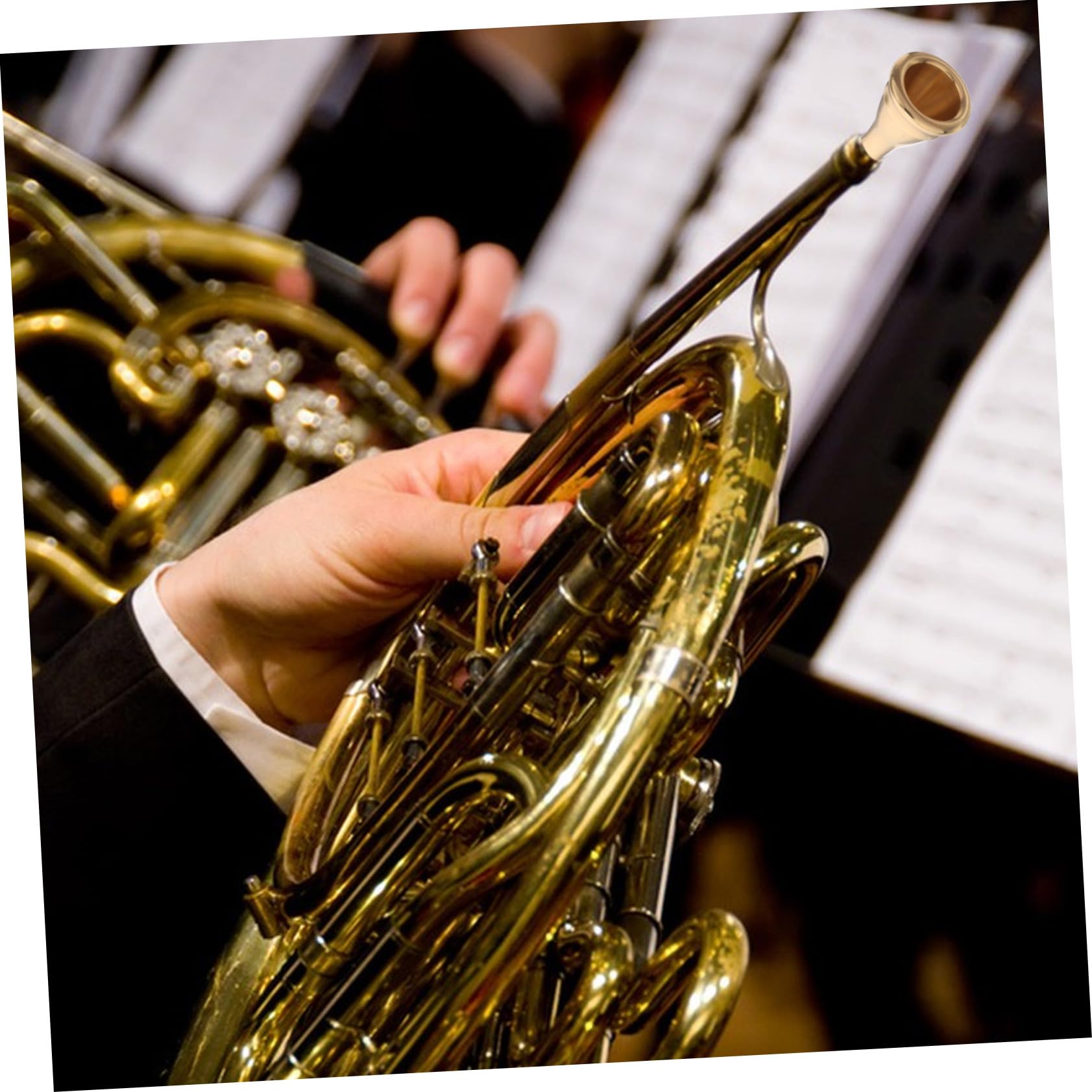 BESTonZON Bocchino per Corno Francese in Metallo Oro e Argento, Accessorio di Sostituzione 2 Pezzi per Concerti Professionali e Pratica Musicale