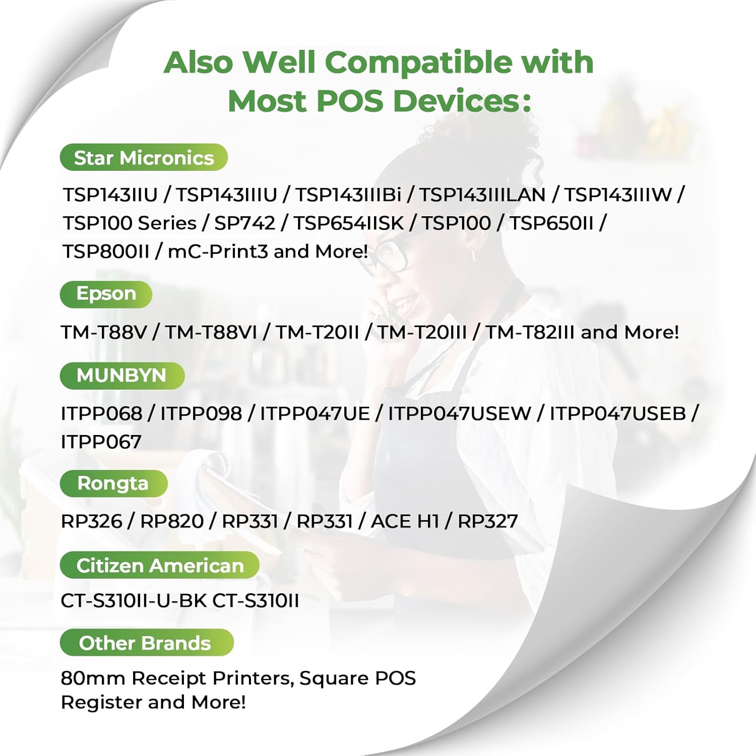 MUNBYN Thermal Paper 3 1/8 x 230ft, 10 Rolls Receipt Paper Work for Star Micronics TSP100 TSP143 Epson 80mm Receipt Printer Square POS Register, 80mm Thermal Receipt Papers, BPA Free, Plus Version - Image 3