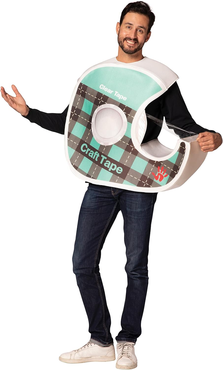 Rasta Imposta Clear Tape Dispenser Costume Office Supplies Gift Wrapping Adhesive Dress Up Cosplay Party Costumes, Adult One Size