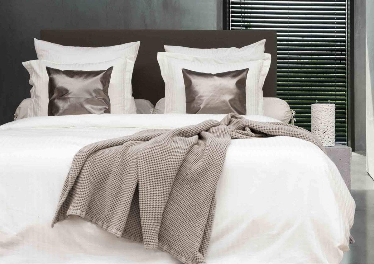 HnL Living Wafel - Plaid - Katoen - 240 x 260 cm - Taupe