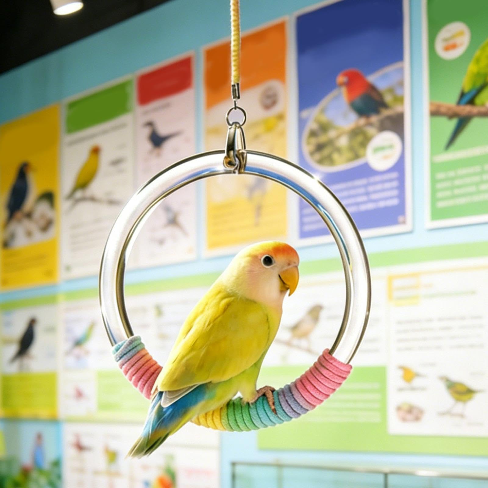 Columpio de pájaro para jaula, anillo de juguete de cuerda para pájaros, anillo de columpio Conure, para loro, periquito, cacatúa, coatúa, canario, conure