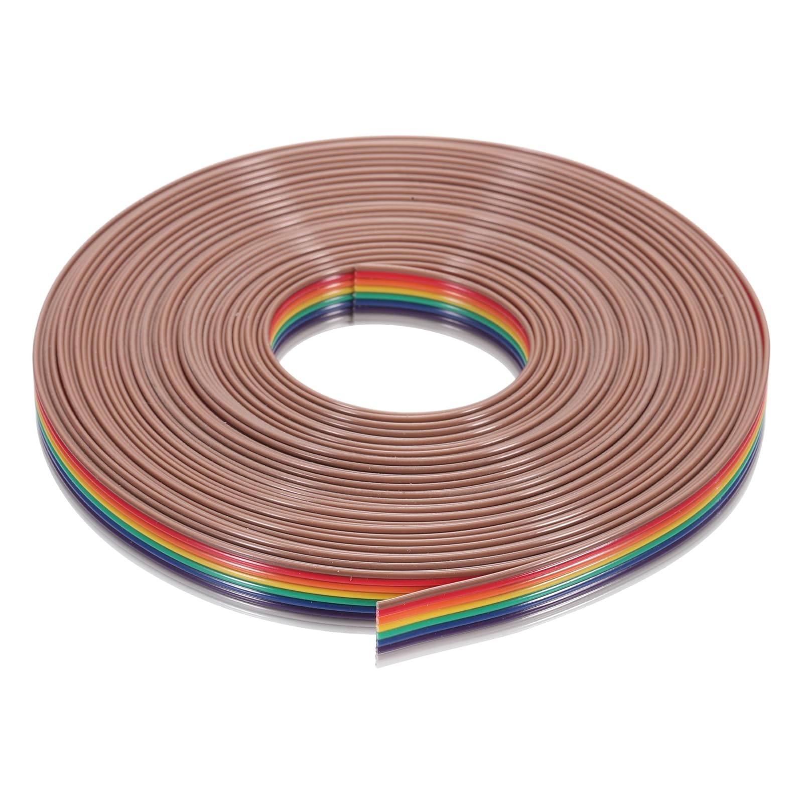 MECCANIXITY 1 Pcs 9 Pin Flat Rainbow Ribbon Cable 30 Ft 1.27mm Pitch Breadboard Jumper Wires for Electronic Projects