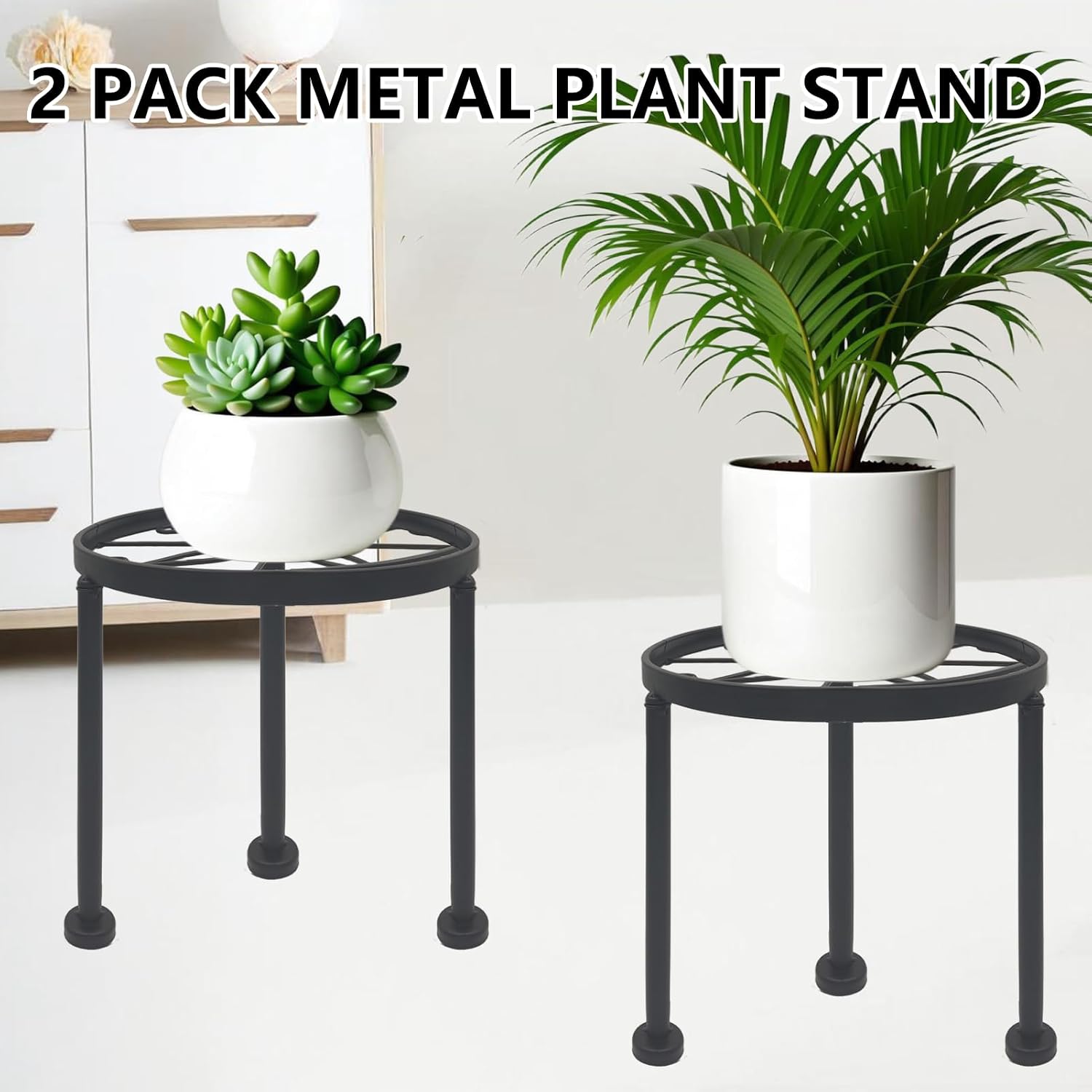 2 Pcs Metal Flower Pot Stand, Short Plant Stand Plant Stand Indoor, Duty Plant Rack for Multiple Plant Indoor or Outdoor