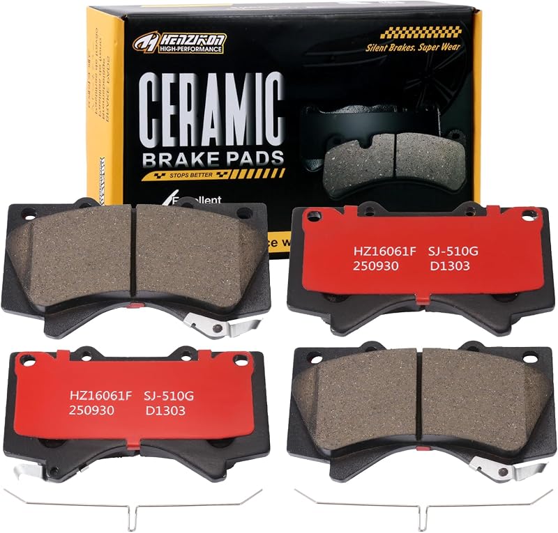 Pastilhas de freio dianteiras cerâmicas HYFTJYZ HZ1303H para Lexus LX570, Toyota Land Cruiser, Sequoia e Tundra – Jogo com 4 unidades