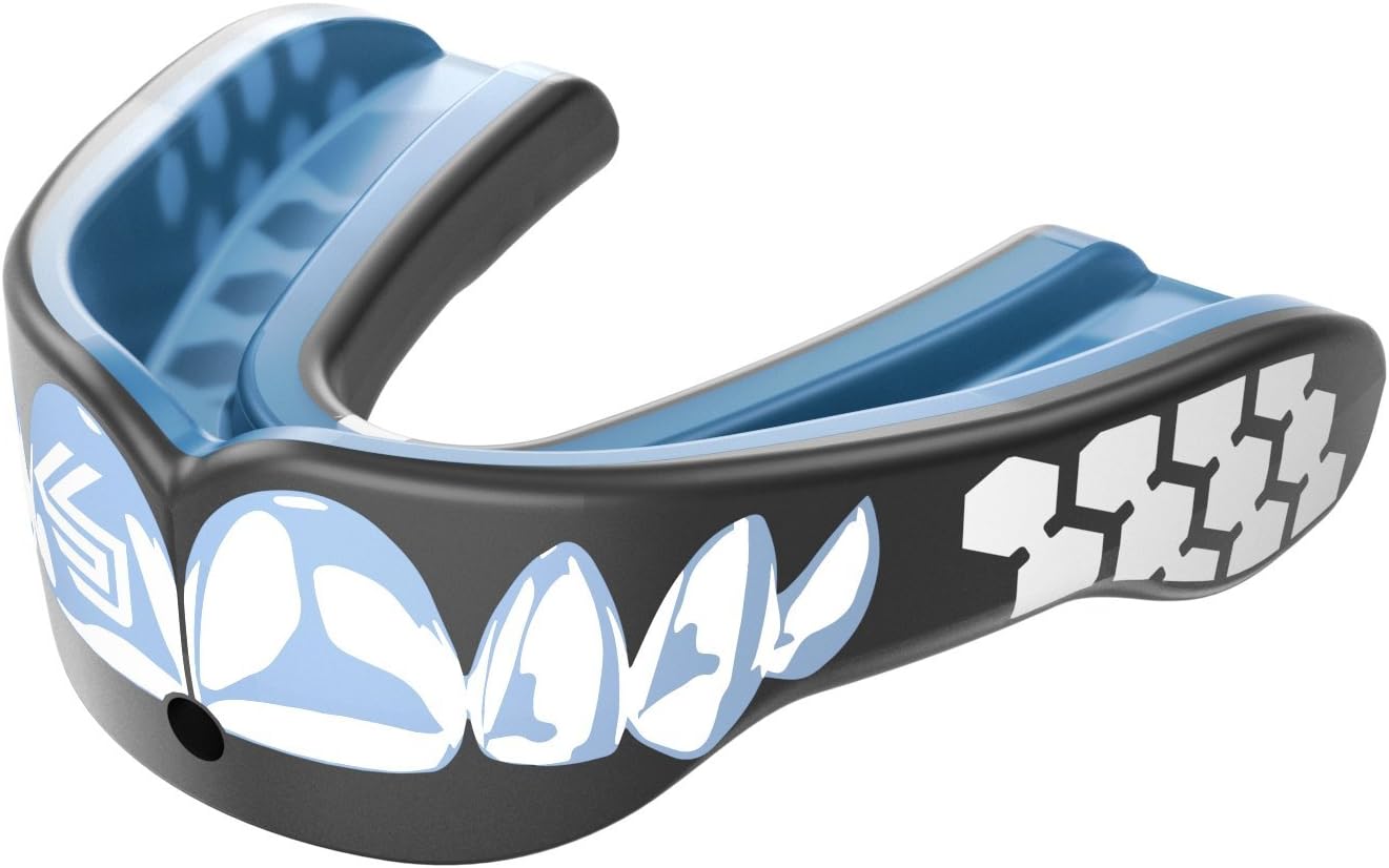 Shock Doctor Gel Max Convertible Strap or Strapless Sport Anti-Grinding, Anti-Clench Football, Basketball, Weightlifting, MMA, Boxing, Krav MAGA Mouthguard, El Protectar Bucal Power Carbon