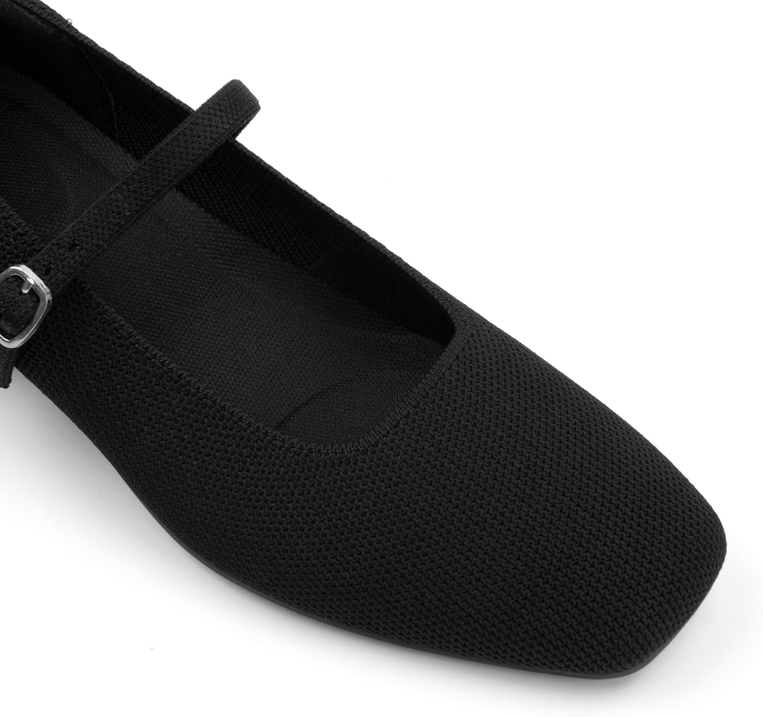 Women's Mary Jane Pumps Chunky Heel Ankle Strap Dress Shoes Knit Stretchy Square Toe Casual Office Low Heels