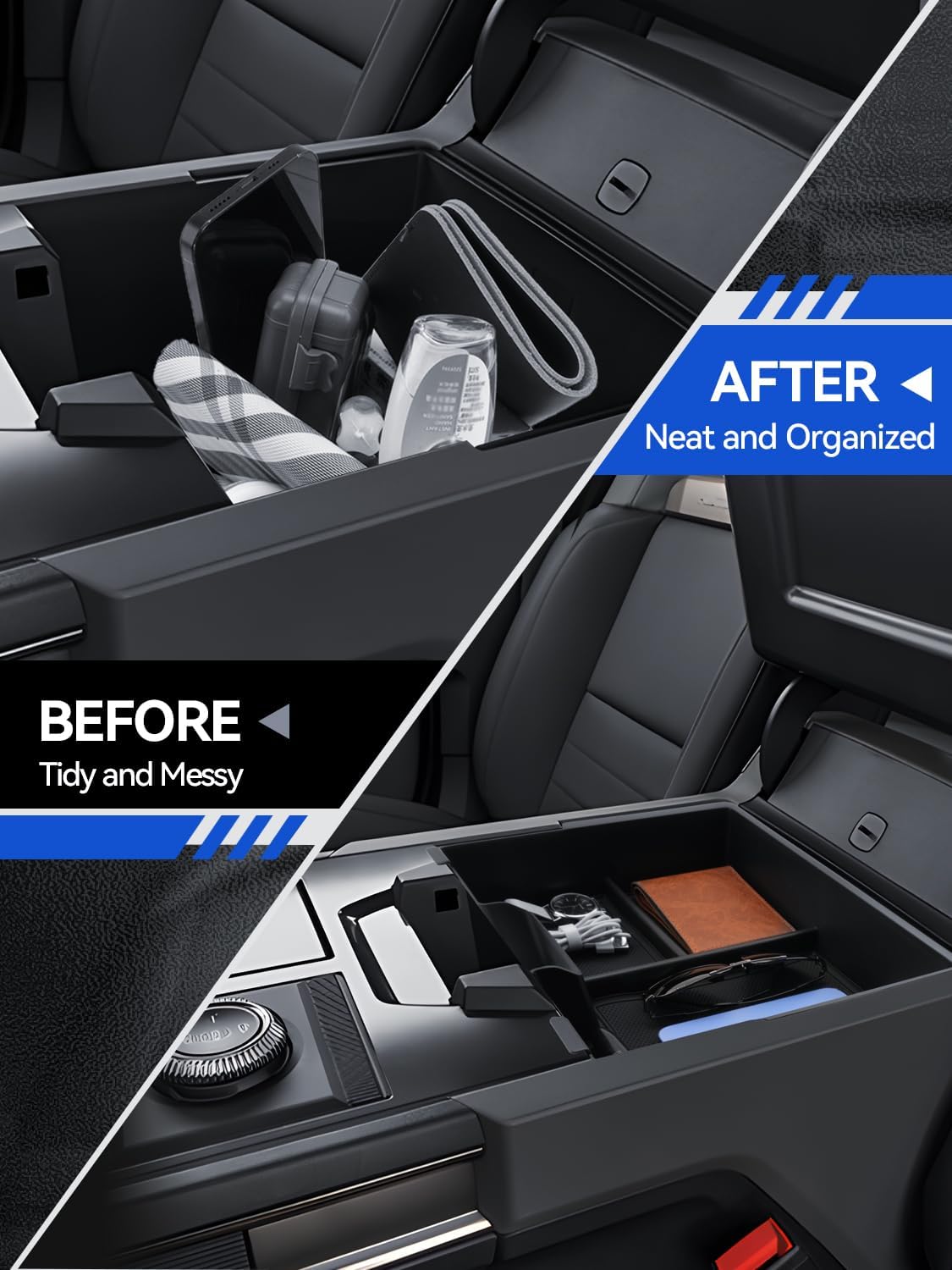 for Model 3 Center Console Organizer Armrest Tray Middle Storage Box Insert Container Durable ABS Plastic Accessories 2024 2025