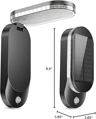 Miniatura 8 de Luces solares para exteriores con sensor de movimiento, paquete de 2 luces de movimiento de seguridad más brillantes para exteriores plegables de 0