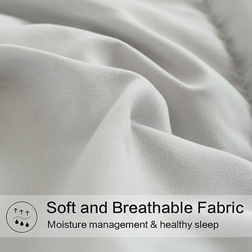 Miniatura 4 de EASELAND Edredón alternativo acolchado suave para todas las estaciones, tamaño California King, relleno de edredón reversible con pestañas en las