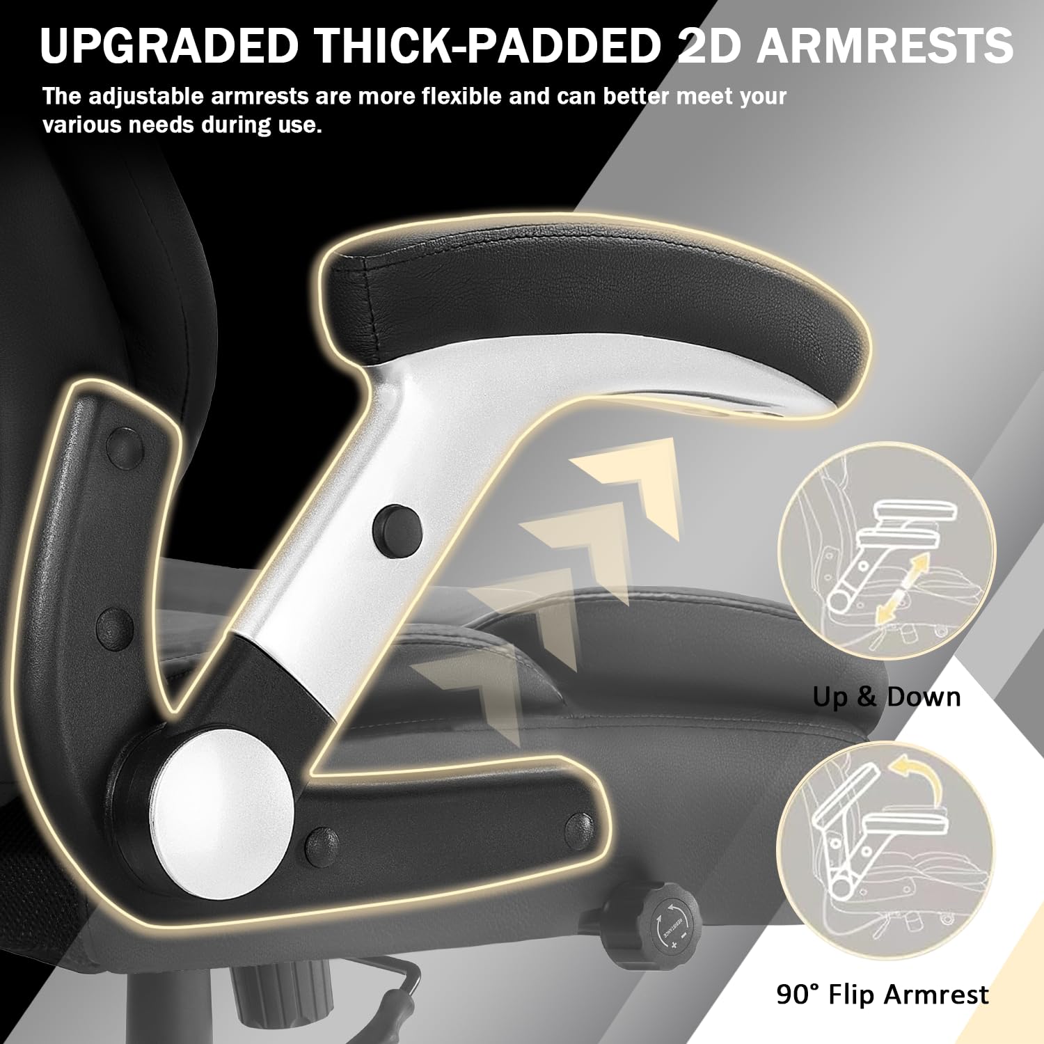 VITESSE 600lbs Big and Tall Office Chair with Flip up Armrest Large Heavy Duty with Ergonomic Lumbar Support — view 6