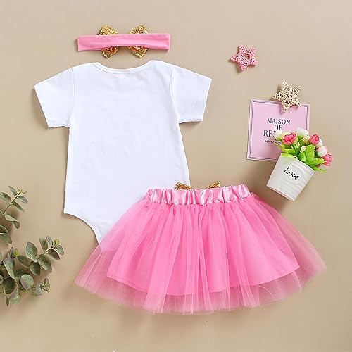 Miniatura 3 de GRNSHTS Conjunto de ropa para sesión de pastel de cumpleaños de niña bebé, enterizo para mi primer cumpleaños, falda de tul con diadema para niñas