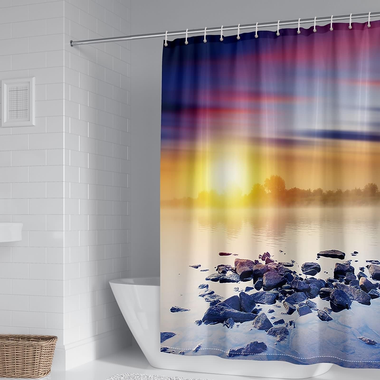 Rideau de douche coucher de soleil pour s'évader au bain