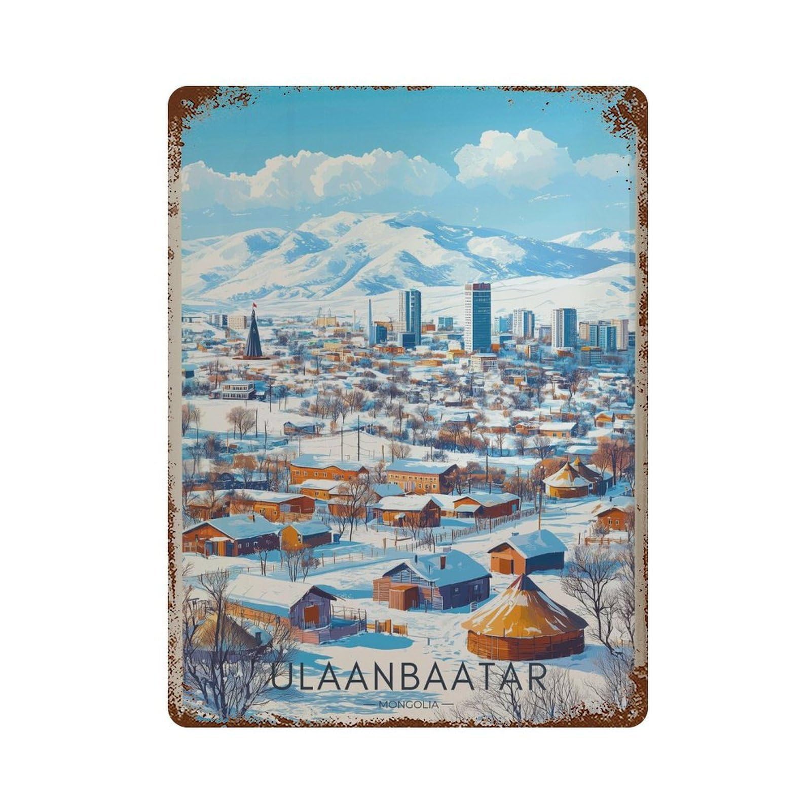 xiaoxiaoshen Ulaanbaatar Mongolia Travel Asia Wall Decor Art Metal Tin Poster Modern Home Decor Art Home Bar Shop Decorations Vintage Sign 40x30cm