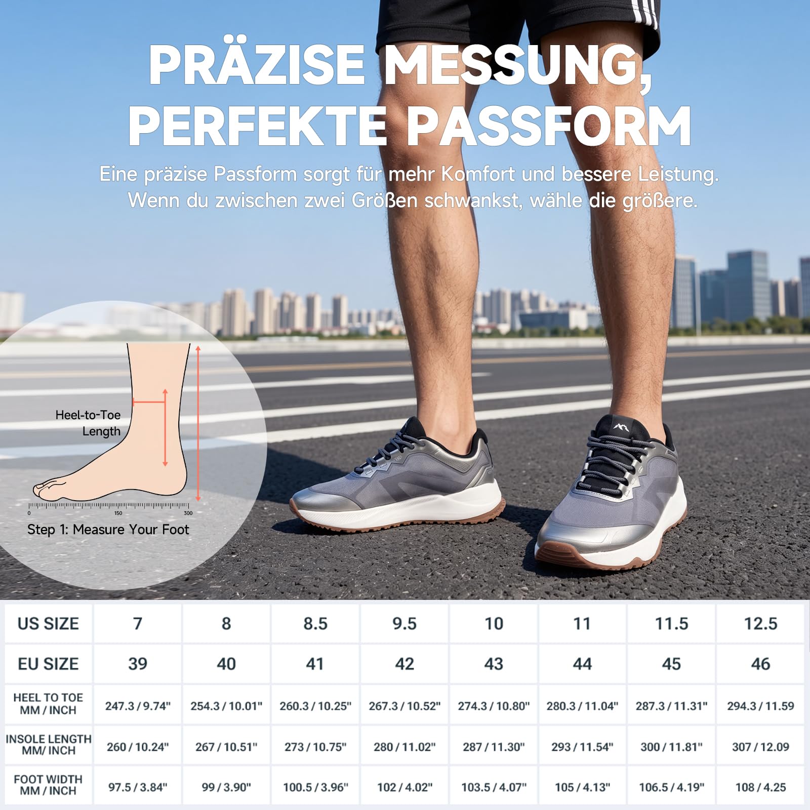 Sosenfer Laufschuhe Herren Sportschuhe Extra Breit Traillaufschuhe mit Dämpfung Leicht Atmungsaktive Straßenlaufschuhe Bequeme Turnschuhe für Gelände, Outdoor & Fitness Sport-92HUISE-44