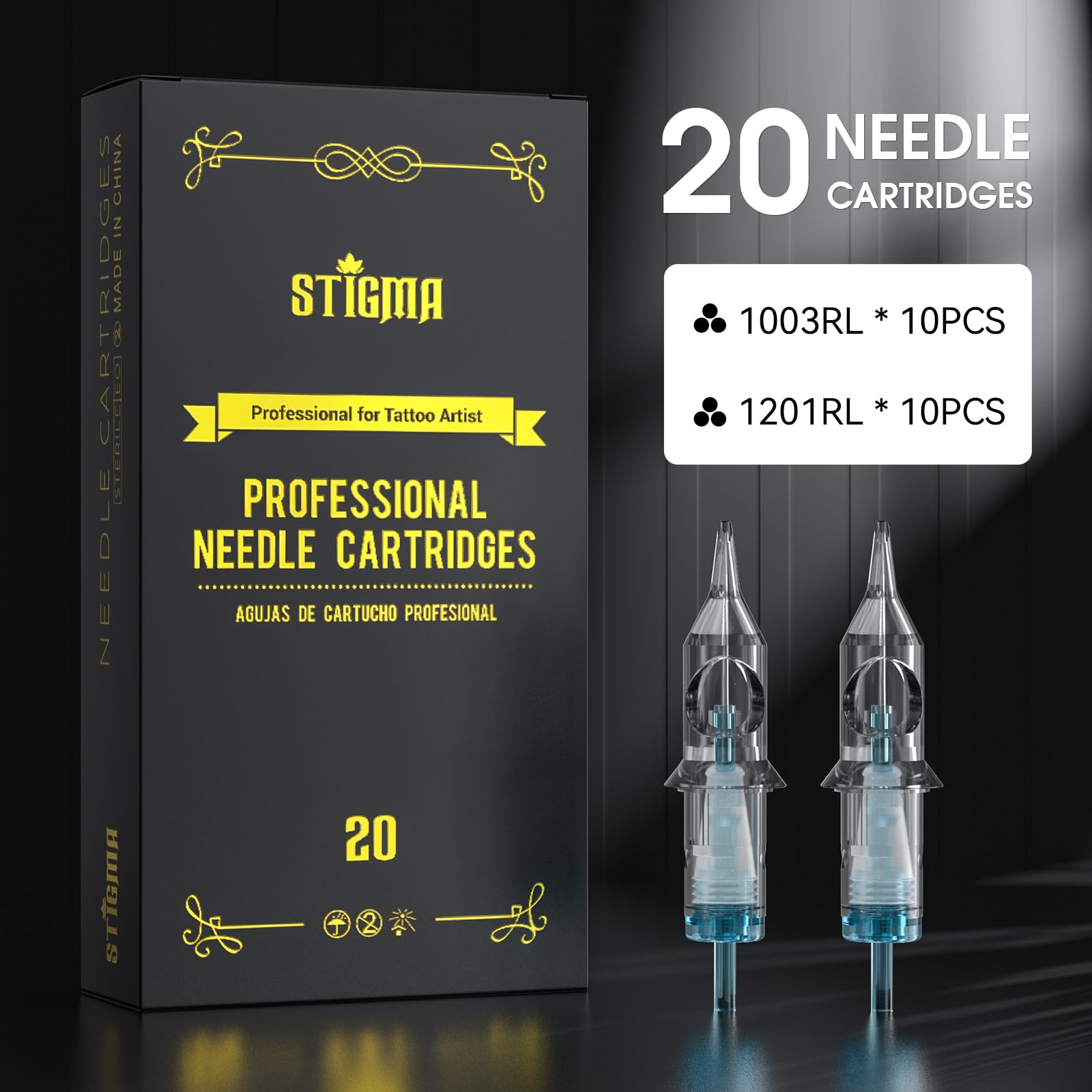 STIGMA Tattoo Maschine Set Wireless Tattoo Rotary Pen Kit – 2PCS 1800 mAh Akku, 2 Stück mit 20 Tattoo Nadeln, 10 Farbe Tinte Tattoo Kit ST-TKE101AEU-7