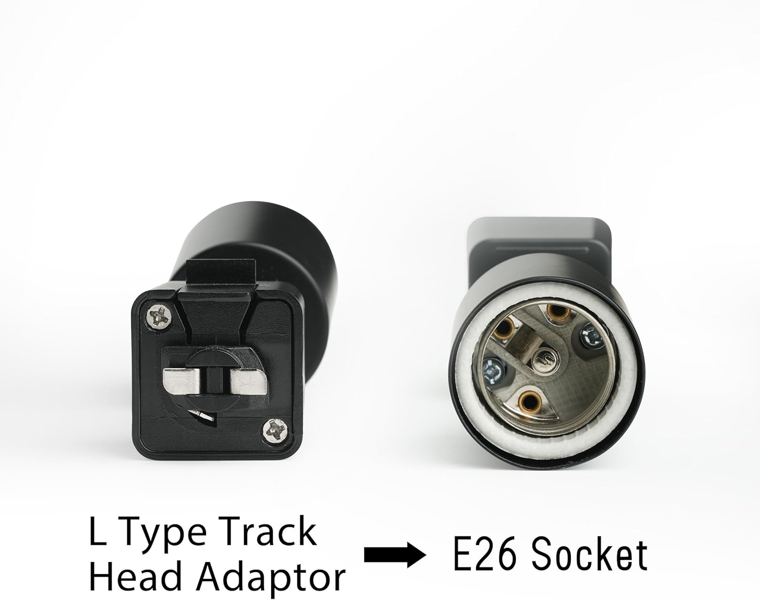 mirrea L Type Track Lighting Head to E26 Medium Screw Base Adapter Light Direction Adjustable Pack of 3 (Black)