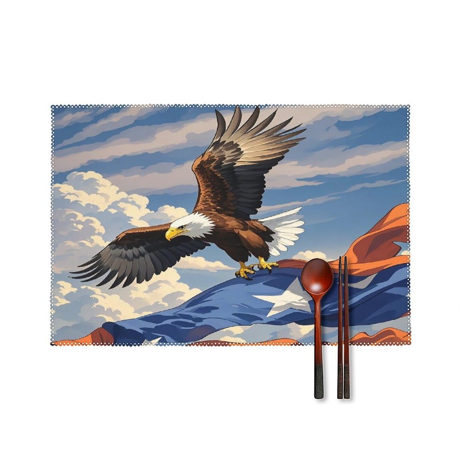 Aircraft Plane at Sunset Placemats Set of 4 Heat Resistant Non-Slip Place Mats Wipeable Easy to Clean Table Mats for Kitchen Dining Party Outdoor Placemats