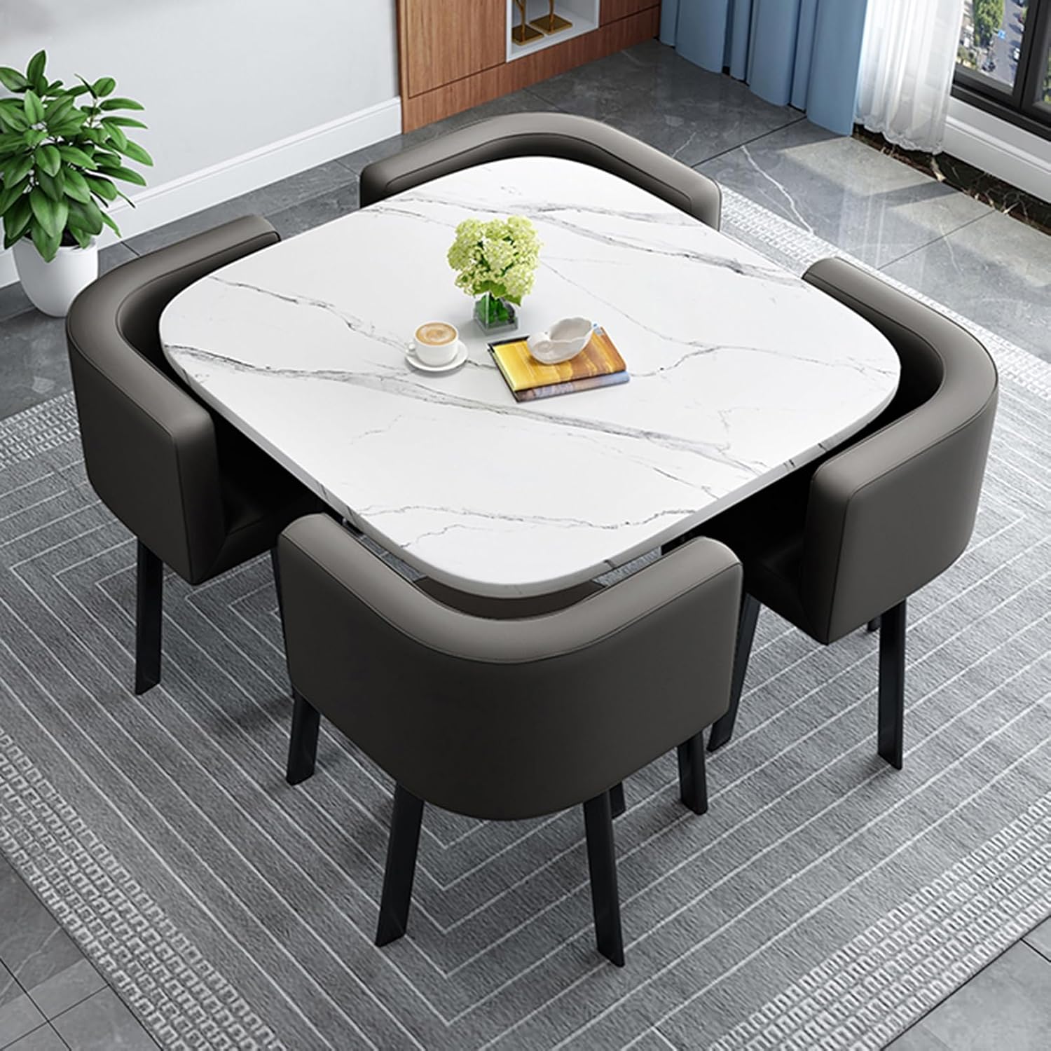 Office Table and Chair Set Small Conference Table Kitchen & Dining Table Reception Table and Chair Combination Negotiation Table for Home Living Room Balcony Cafe Break Room Office