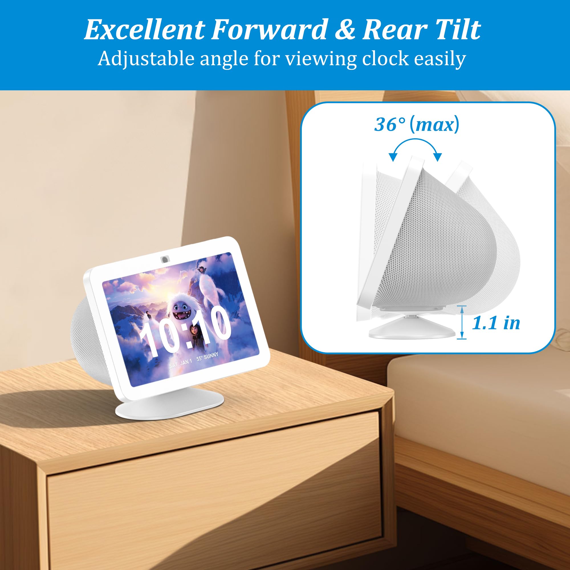 Pivotant 360 Support Métal Pour Amazon Echo Show 8 (3ème Gén) - Magnétique, ° - Base Antidérapante Support Aluminium Ajustable