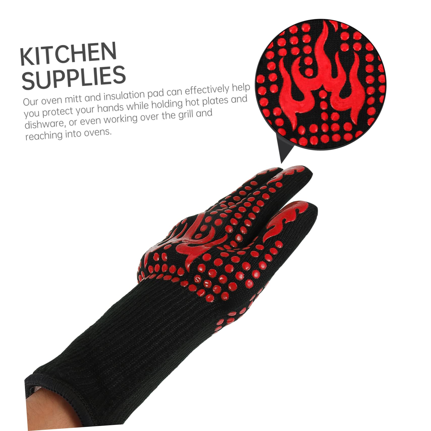 Guanto per Barbecue Resistente al Calore in Silicone e Guanto da Forno per Cucina e Cottura all Aperto Protezione Termica