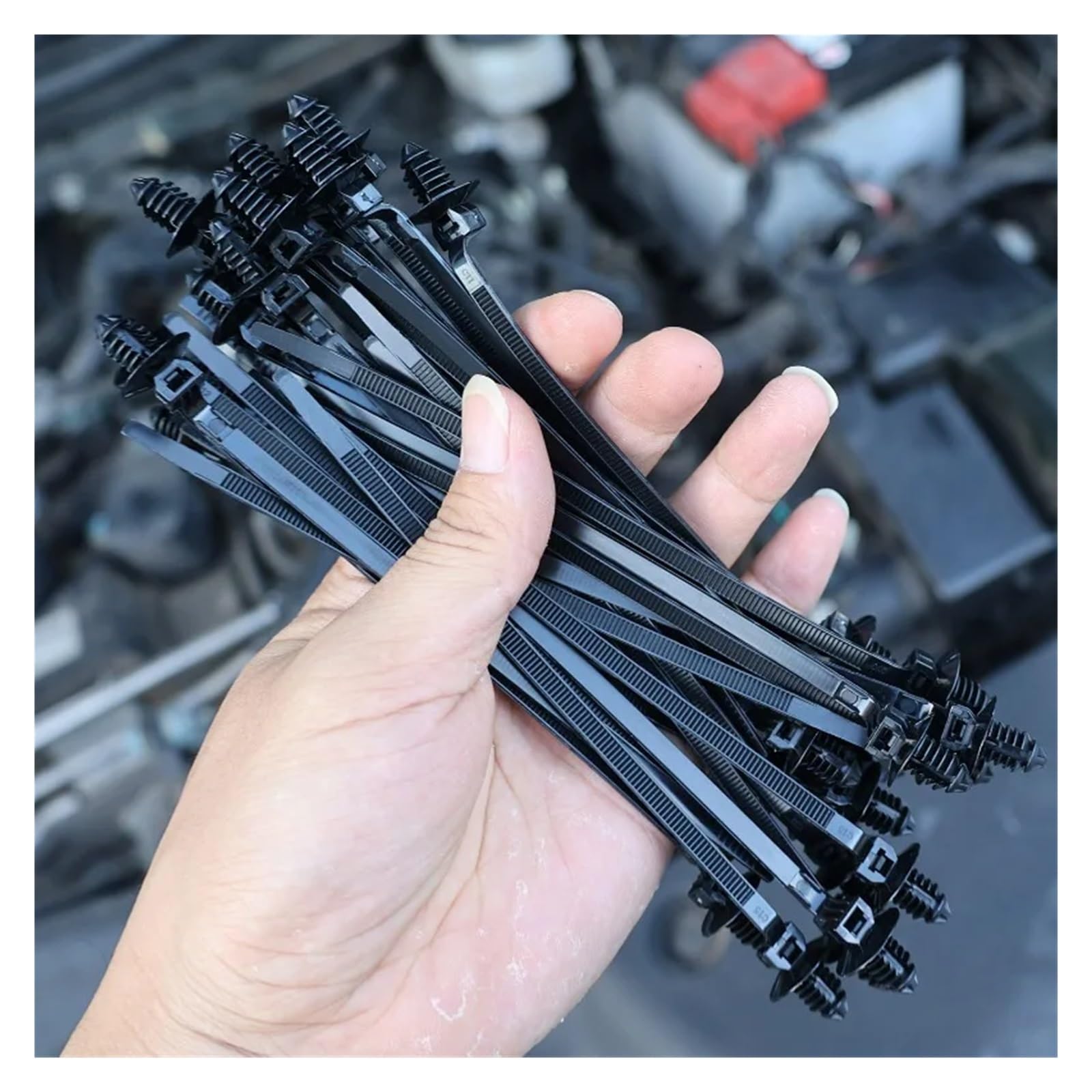 plastikowe taśmy Opaski zaciskowe nylonowe samozaciskowe do montażu w samochodzie, 16,5 cm, do zarządzania przewodami(Black-100PCS)