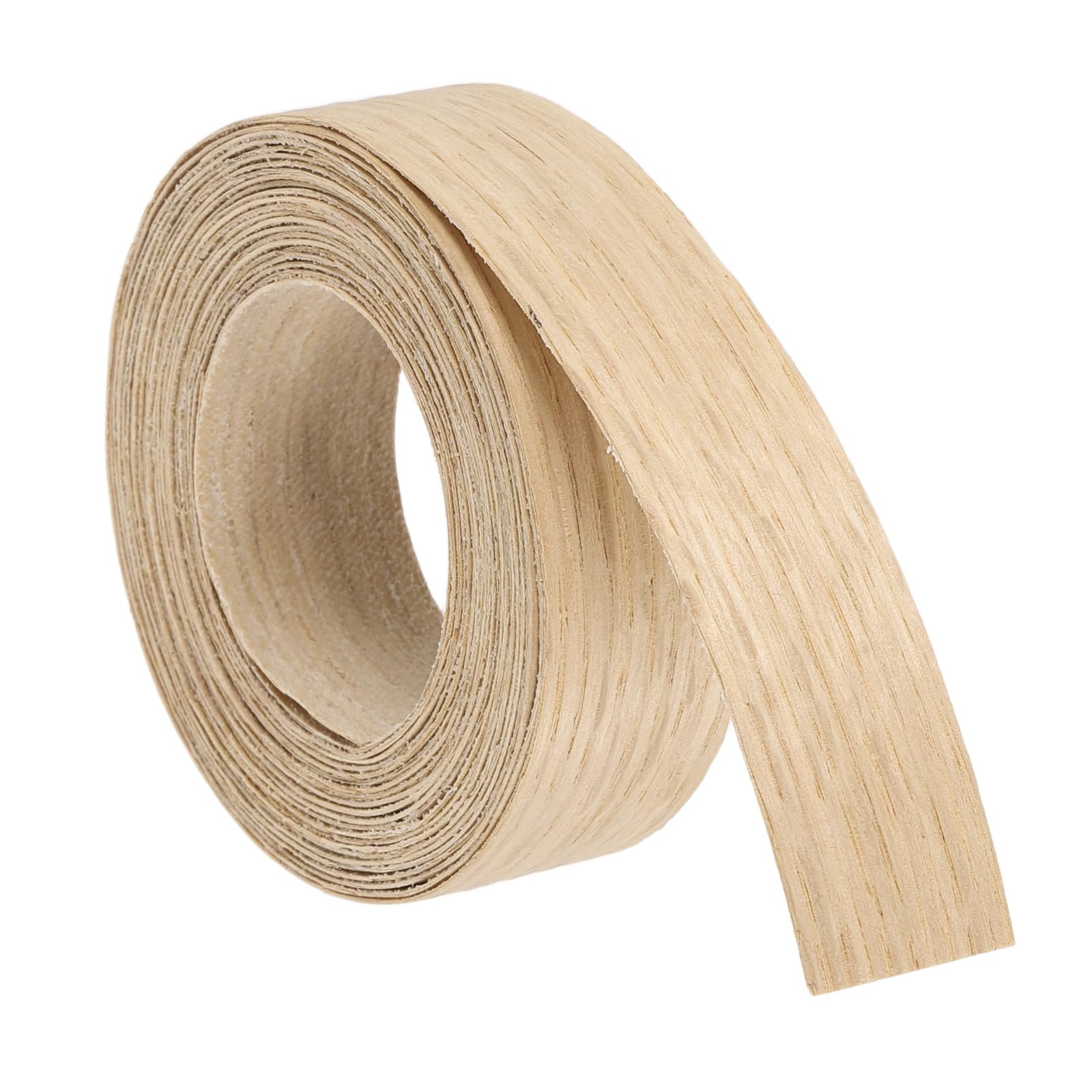 sourcing map 2.5cm x 4.6m Wood Veneer Edge Banding, Pre-Glued Flexible Red Oak Edging Strips, Iron on with Hot Melt Adhesive Wood Tape for Cabinet Repair and Furniture Restoration