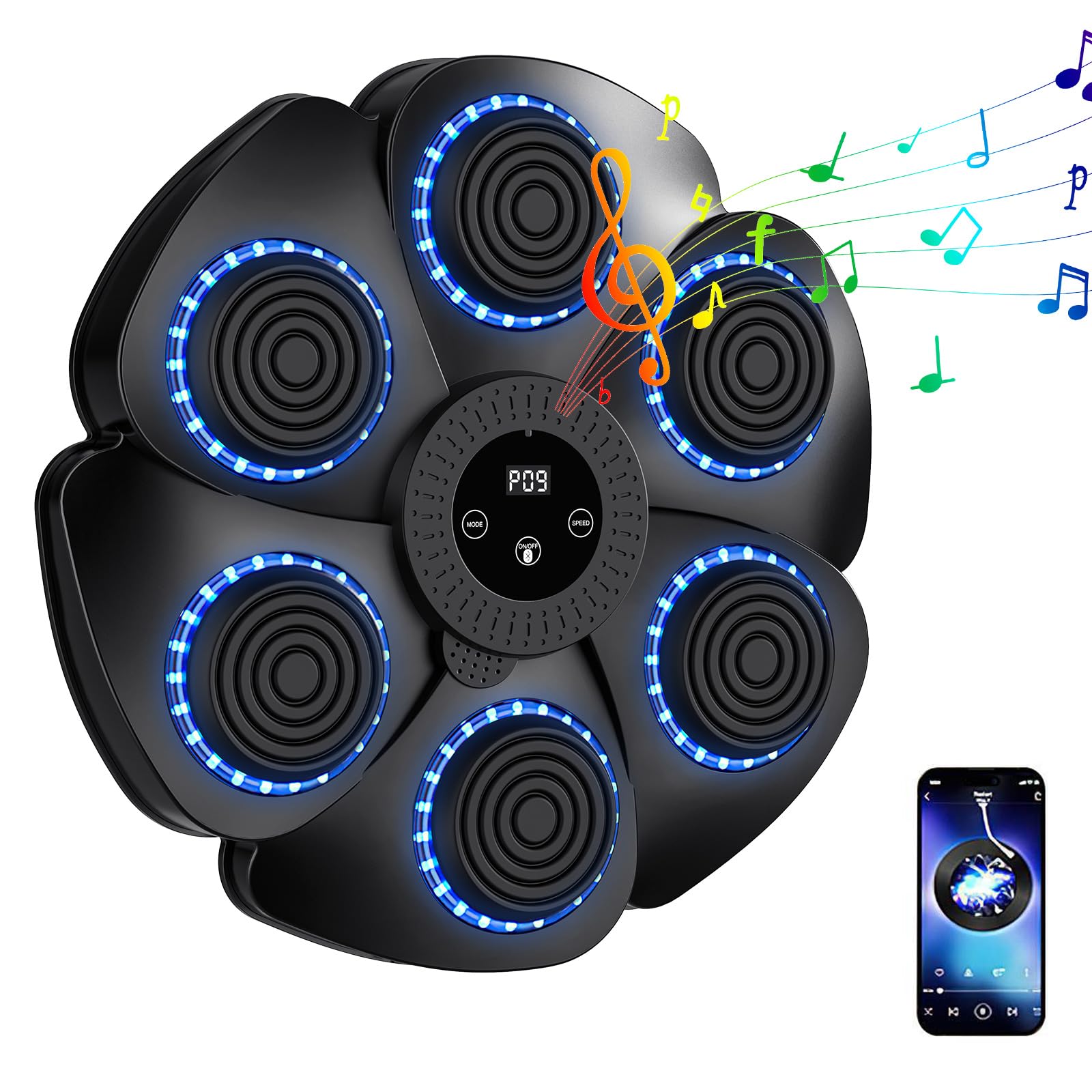 Music Boxing Machine, Smart Bluetooth Music Boxing Machine with Boxing Gloves, Wall Mounted Boxing Machine, 9 Speed Modes and Counting Mode for Adults and Children (Black)-picture-13