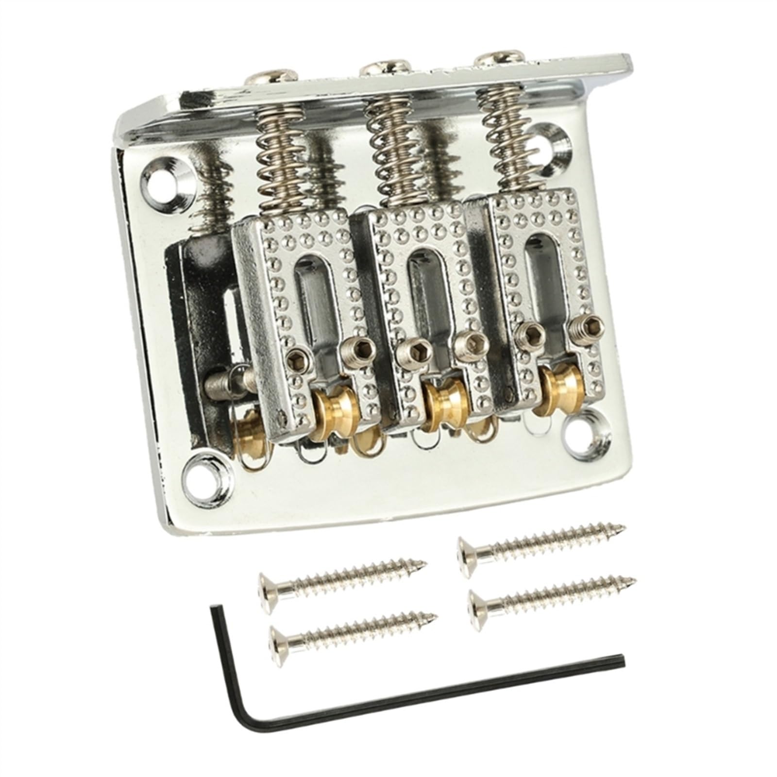 Juego De Puente Para Guitarra Eléctrica Puente De Sillín Rígido Fijo De 3 Cuerdas, Sillín De Puente De Cola Dura Para Guitarra (Color : Silver)