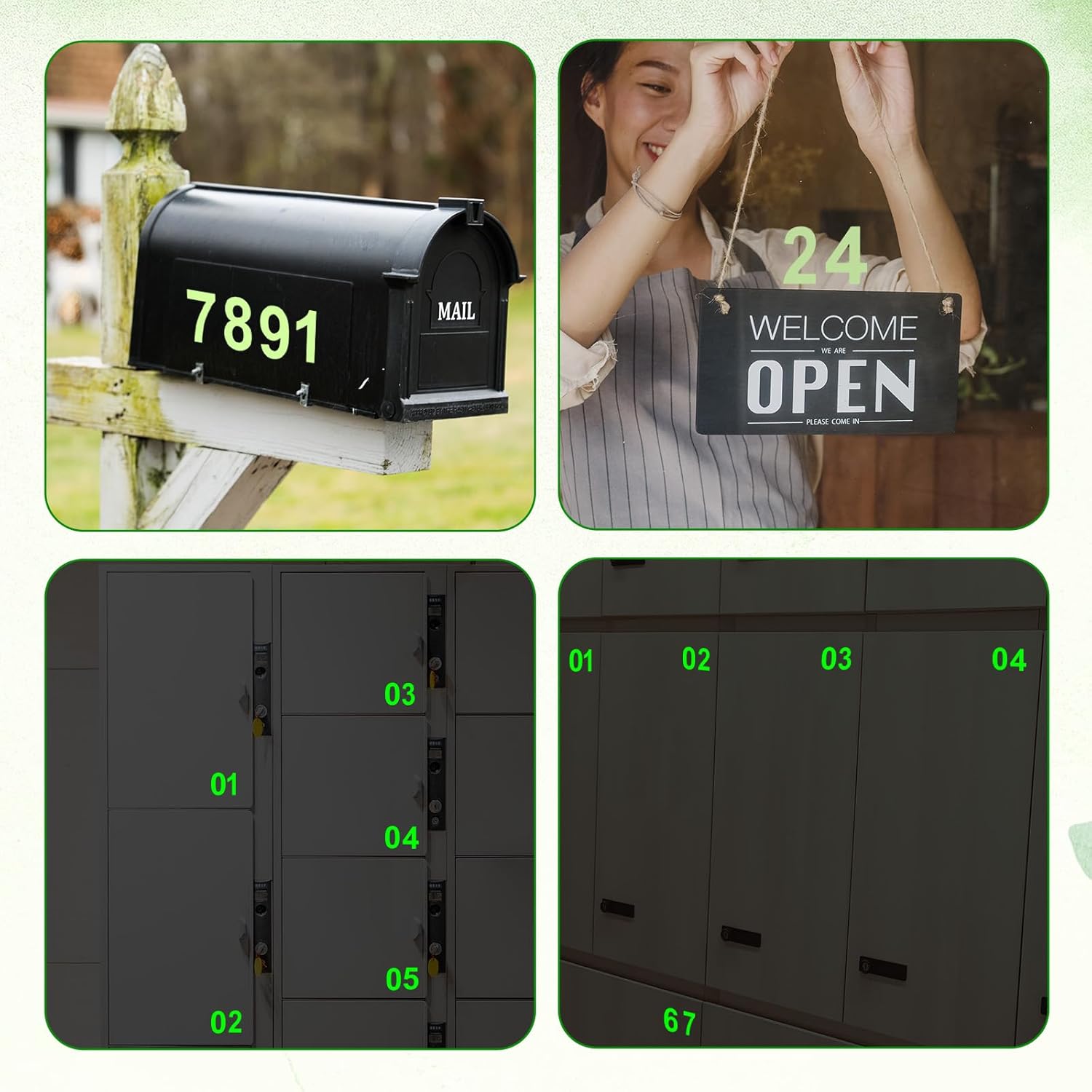 30 Pcs Glow in the Dark Mailbox Numbers, Reflective Mailbox Number Stickers for Outside, 2.4" Waterproof Adhesive Vinyl Number Stickers for Signs, Door, Cars, Trucks, Garbage (0-9, 3 Sheets)