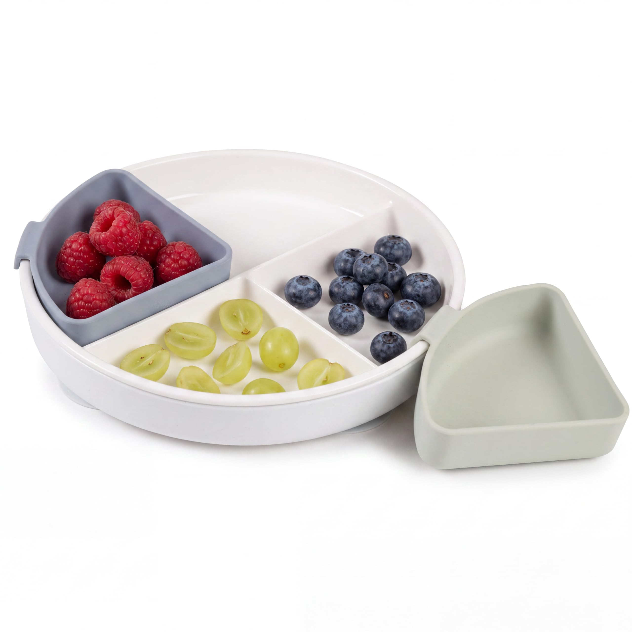 BÉABA, Piatto Baby in Porcellana Mix & Match, Ventosa, Blu-grigio