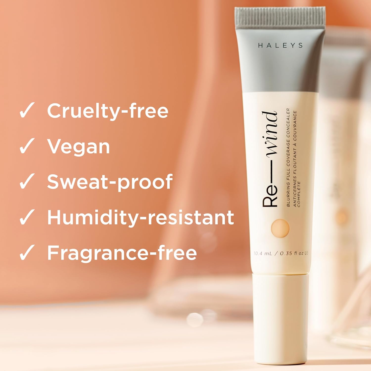 HALEYS Re-wind Full Coverage Brightening Concealer, Color Correcting Eye Concealer for Dark Circles, Fine Lines & Redness, Longwear, Non-Caking, Soft-Matte Finish, Blurring Concealers for Women - Image 8