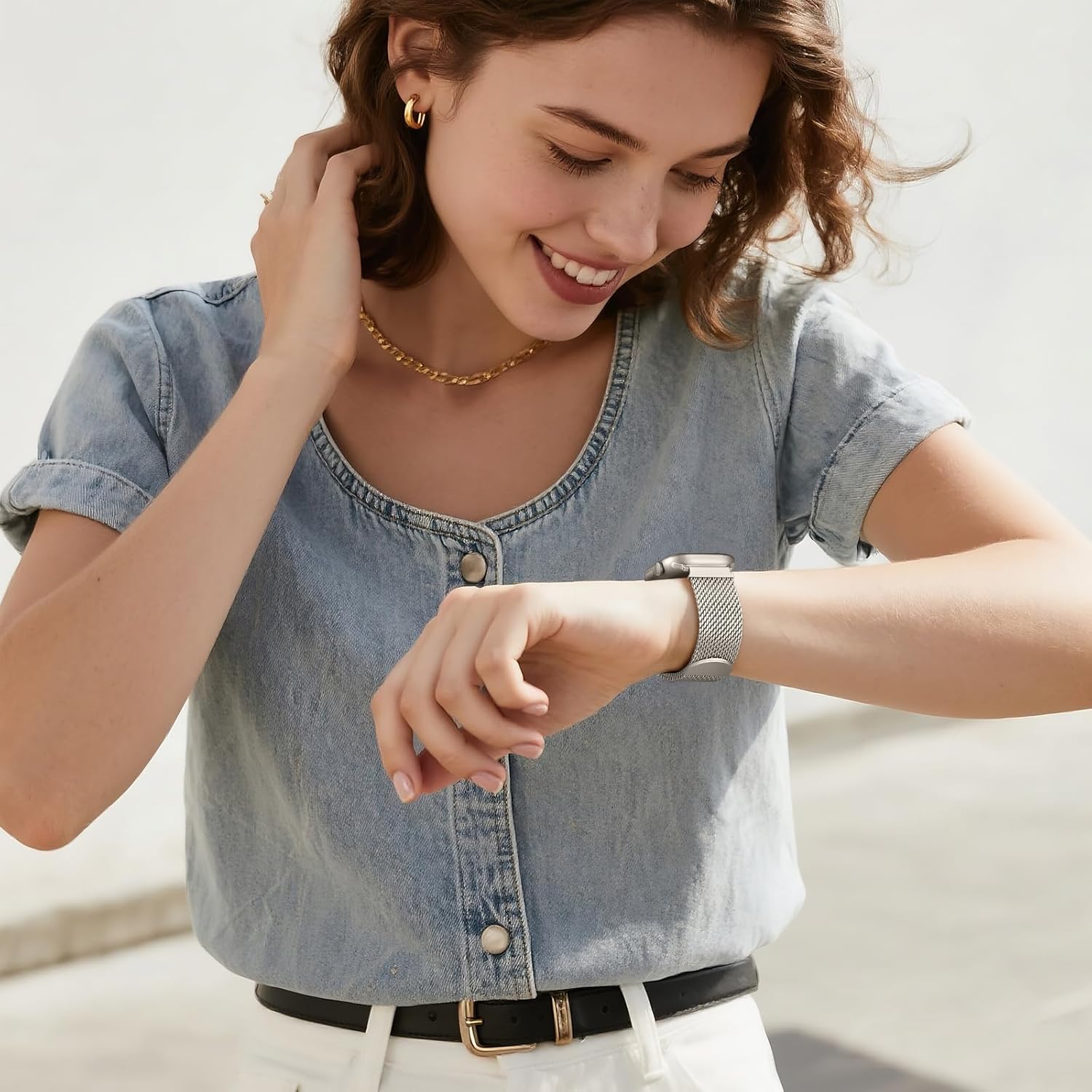 Milanese Mesh Loop Compatible with Apple Watch Bands for Men 44mm 49mm 45mm 46mm 40mm 38mm 41mm 42mm, Stainless Steel Metal Magnetic Strap for iWatch Band Series 11 10 9 8 7 6 5 4 3 2 1 SE Ultra3 2 1 - Image 2